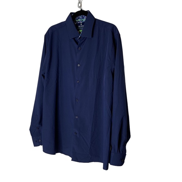 TOM BAINE Men's Size XXL Blue Performance Collection Slim Fit Long Sleeve Shirt. - Picture 2 of 7